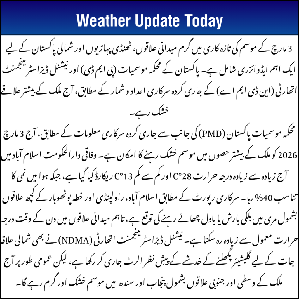 3 March Weather Update
